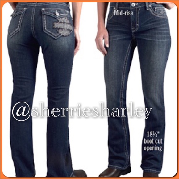 Harley-Davidson Curvy Convertible Leg Mid-rise Dark Denim Jeans Plus Size 22 EUC - Picture 5 of 8